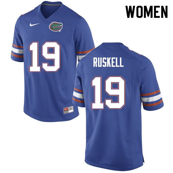 NCAA Florida Gators Jack Ruskell Women's #19 Nike Blue Stitched Authentic College Football Jersey MEZ2264FY